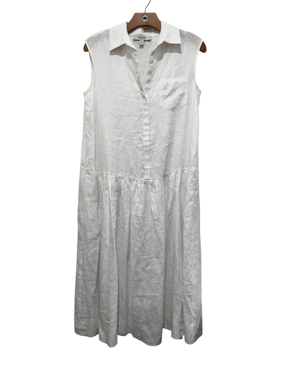 MaxMara Sleeveless White Midi Shirt Dress
